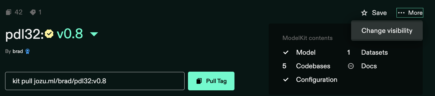 The Change Visibility button in the Repository's kebab menu